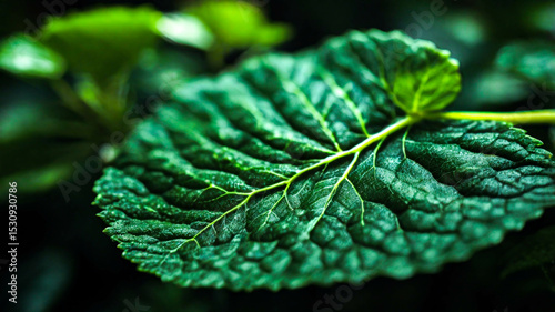 close up and textured green leaves, textured surface, fresh growing tree leaves