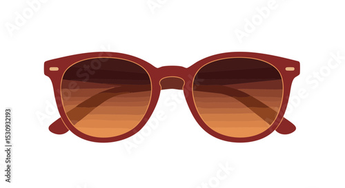 Flat Summer Sunglasses in Bold Color, Isolated on White