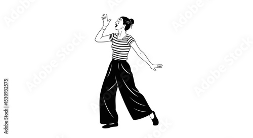 Female Mime Artist in Expressive Pose
