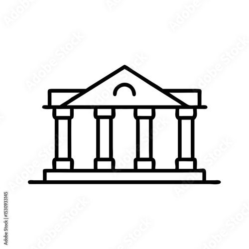 Historic building with columns in minimalist line art style - Concept of urban space  