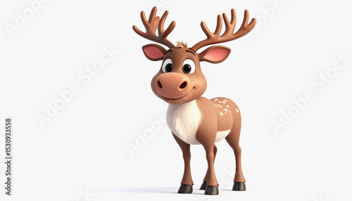 Charming 3d tundra reindeer with full body display isolated on white background perfect for text and creative projects