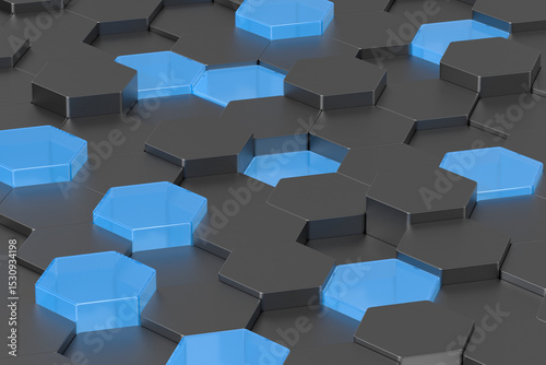 Black hexagon background. 3...