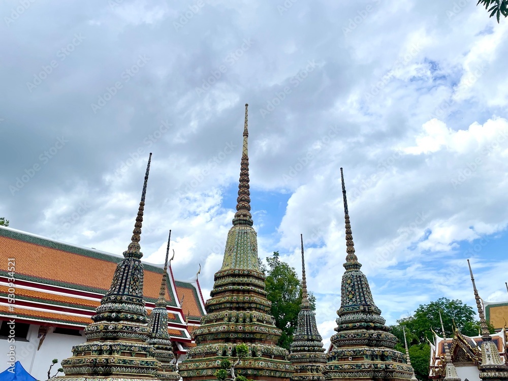 Fototapeta premium Wat Pho or Pho temple, an ancient temple, Buddha, Wat Phra Chetuphon Wimon Mangkhalaram, Buddhism, religion, architecture, exterior, Bangkok, Thailand, Thailand Destination