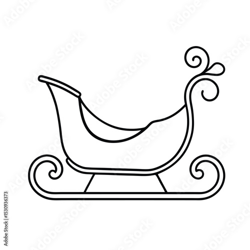 Christmas Sleigh Line Art Vector Illustration