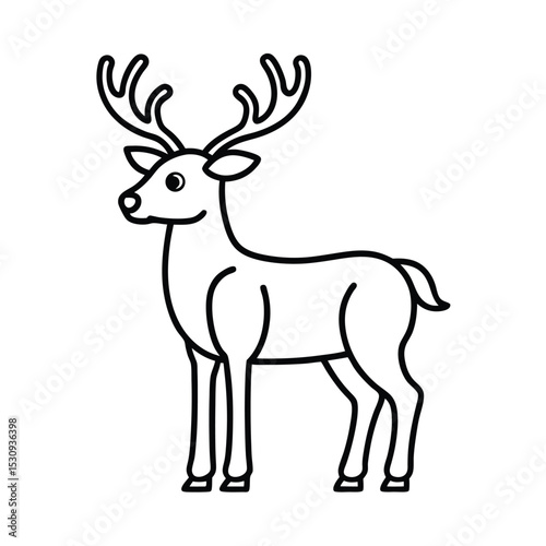 Christmas Reindeer Line Art Vector Illustration