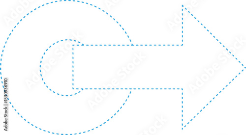Blue Dotted Arrow Circle, Recycle Sign Symbol on White Background, Directional Flow
