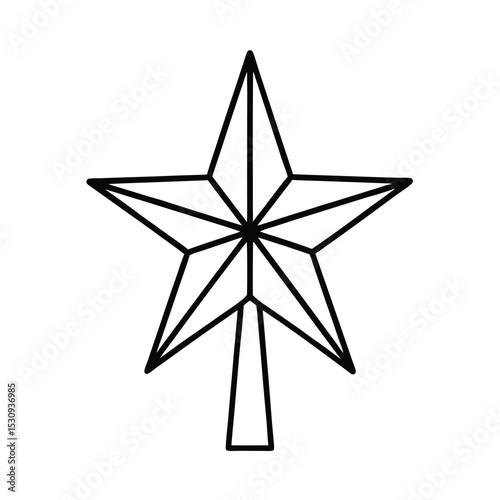 Christmas Tree Topper Star Line Art Vector Illustration