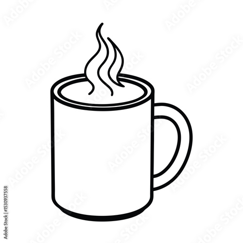 Hot Chocolate Mug Line Art Vector Illustration
