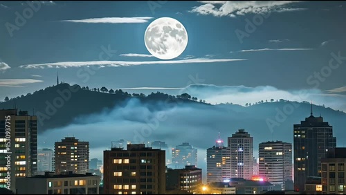 Moonlit Cityscape at Twilight