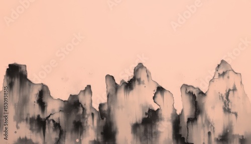 create a striking black and white painting in a sunny peach tone, featuring a clear subject at the top with vibrant illumination and ample copy space at the bottom
