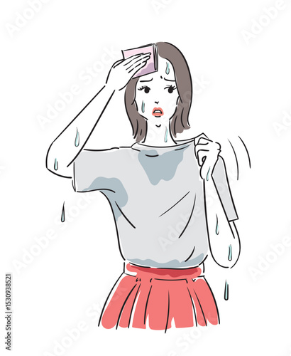 大量の発汗で困っている若い女性