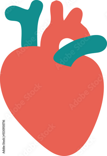 Human Heart Flat Medical Anatomy Icon