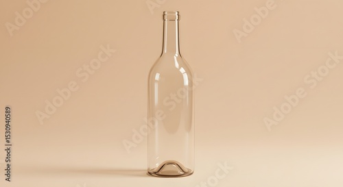 Empty Wine Bottle on Beige Background - Elegant Still Life