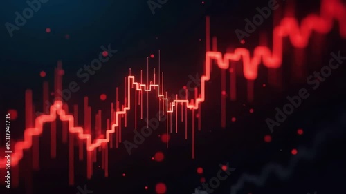 Red stock market chart shows declining trend over time on a dark background representing financial loss.