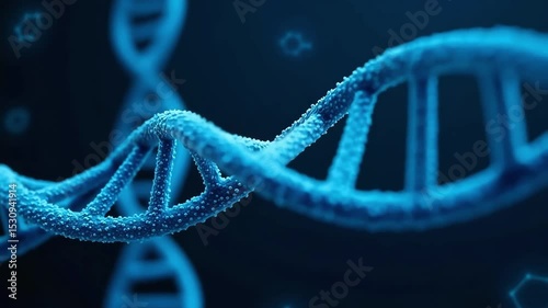 Animated DNA strand in blue hues for medical or scientific visualization projects biology genetics research and development visuals.