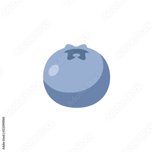 A stylized blueberry rests against a stark white backdrop, simple, clean illustration