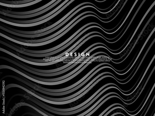 Black background vector luxury invitation card. Elegant wavy lines pattern on black background. Premium design illustration for wedding, vip cover template, grand opening, flyer, etc.