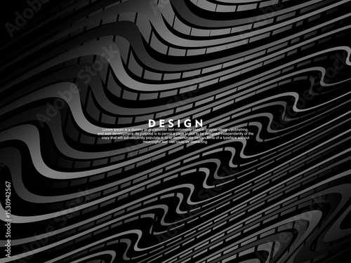 Black background vector luxury invitation card. Elegant wavy lines pattern on black background. Premium design illustration for wedding, vip cover template, grand opening, flyer, etc.