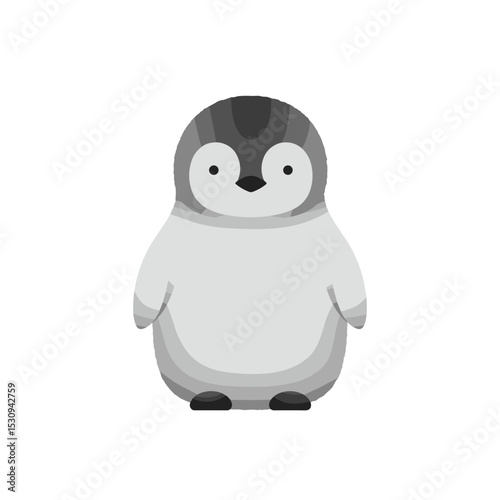 Minimalist graphic of a penguin with grayscale shading on a plain white background