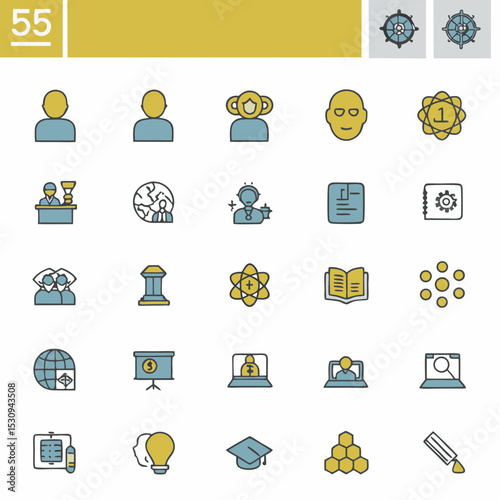Colored education icon set. Vector illustration. Editable stroke