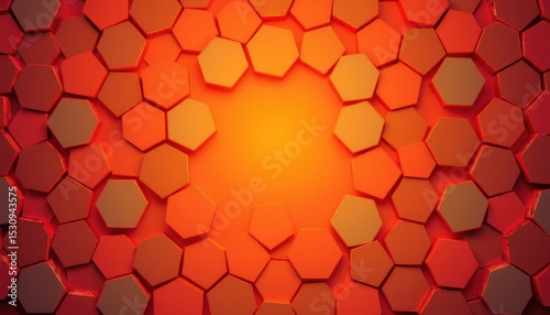 create a striking abstract hexagon background in vibrant coral tones for a 3d rendering or illustration
