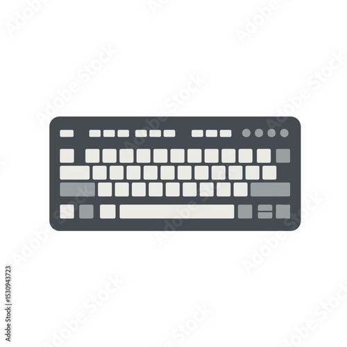Illustration of a simple, modern keyboard with dark grey and light grey color scheme