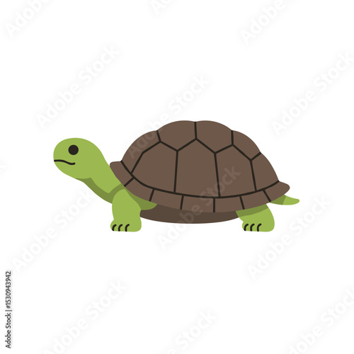Cartoon illustration of a green and brown turtle, shown in profile against a white background