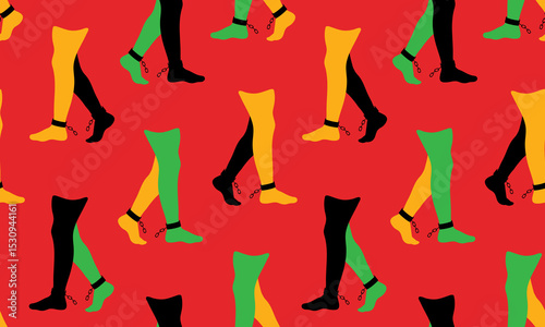juneteenth freedom pattern legs shackles red background seamless liberation celebration african american history holiday web design black people poster