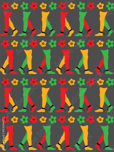 juneteenth freedom pattern legs flowers chains dark grey background seamless liberation celebration african american history holiday web design wallpaper poster