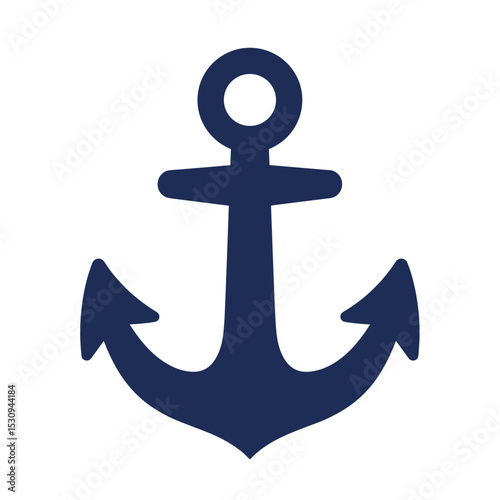 Simplified navy anchor symbol isolated on a white background with rounded edges