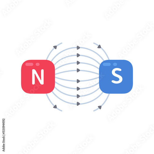 Simplified illustration of a magnetic field with north and south poles, ideal for educational and scientific purposes.