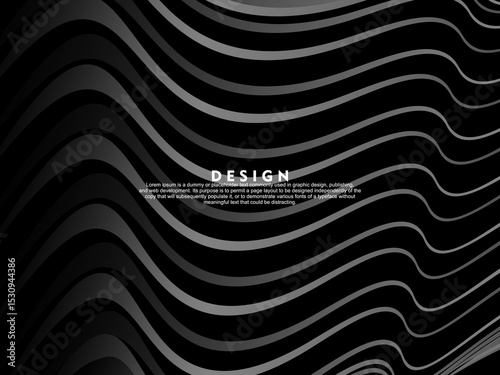 Black background vector luxury invitation card. Elegant wavy lines pattern on black background. Premium design illustration for wedding, vip cover template, grand opening, flyer, etc.