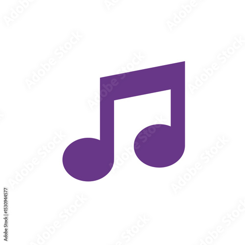 Musical eighth note.
Description A purple eighth musical note on a white background