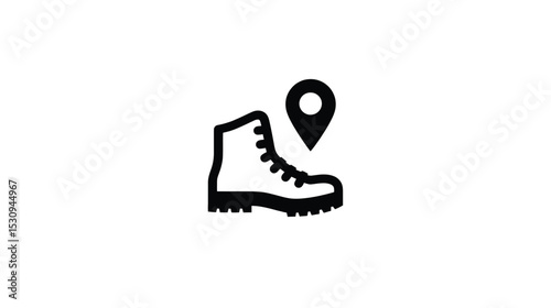 Hiking Boot Location Icon: Travel, Adventure, and Outdoor Exploration