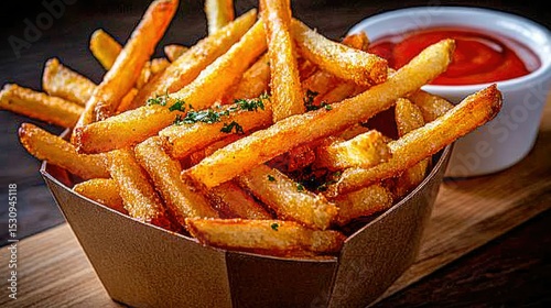 Crispy Golden French Fries with Ketchup