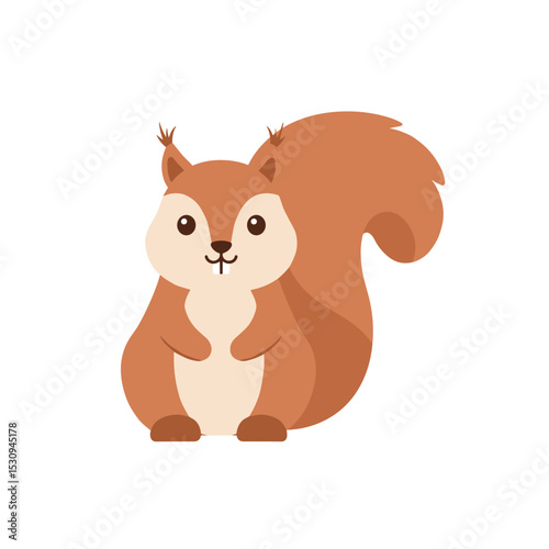 Adorable cartoon squirrel with a fluffy tail and single tooth