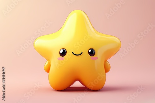 Rounded star with gentle curves, sleepy expression, and gradient from lemon yellow to peach