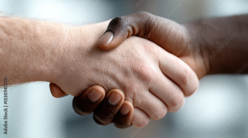 Fototapeta premium Diverse Hands Shaking in a Gesture of Unity and Partnership
