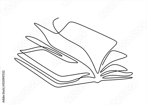 Open Book Continuous Line Drawing. Continuous Line. line icon-continuous line drawing. Editable stroke.
