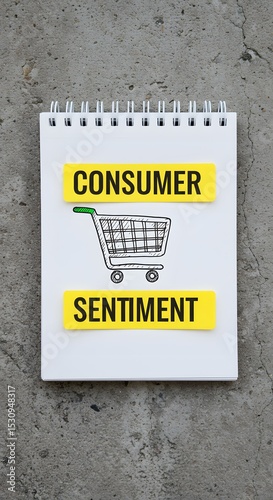 Sticky notes with “Consumer Sentiment” written on them, placed on a surface, symbolizing market insights and public perception vertical mobile

