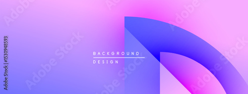 Abstract gradient background. Purple, blue hues blend smoothly. Minimalist design features curved shapes, text elements. Modern aesthetic.