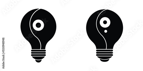 Light Bulb Forming A Yin Yang Symbol Silhouette on White Background
