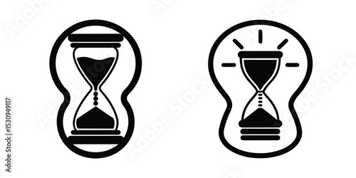 Light Bulb Fused With Hourglass Silhouette on White Background