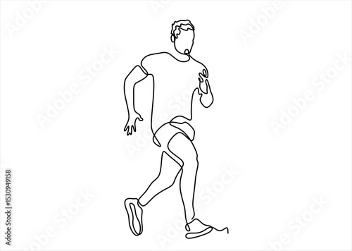 Single-line drawing of a man running. Continuous Line. line icon-continuous line drawing. Editable stroke.