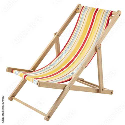 Relaxing Summer Stripes: A Wooden Deck Chair