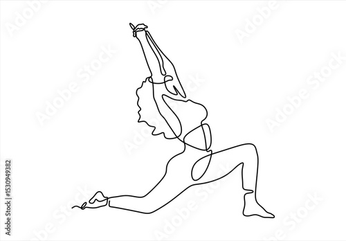 Yoga Pose Illustration in Line Art Style. Continuous Line. line icon-continuous line drawing. Editable stroke.