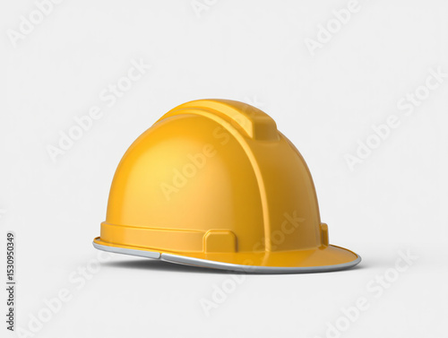 Single Yellow Hard Hat Safety Helmet on White Background