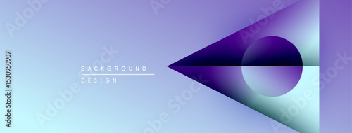 Abstract gradient background. Purple, blue hues blend smoothly. Geometric shapes create modern visual effect. Minimalist design.