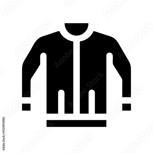 Winter Jacket Solid Icon:
Bold black solid icon of a winter jacket, representing warm clothing, insulation, and winter fashion essentials.