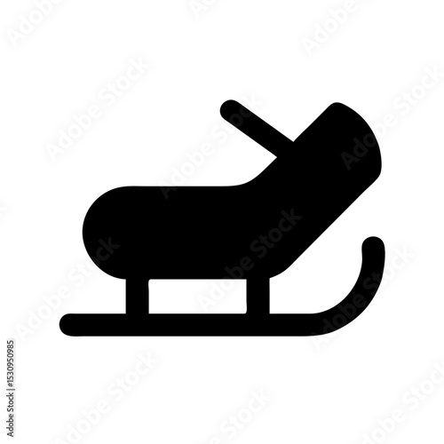 Toboggan Icon for Winter Sports: Minimalist black toboggan icon symbolizing winter sports and snow activities, perfect for seasonal and recreational design projects.